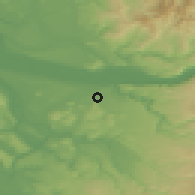 Shaded relief of the 51 km around Gresham, drawn from the GMTED2010 grid