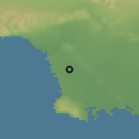 Shaded relief of the 55 km around Hawthorne, drawn from the GMTED2010 grid