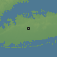 Shaded relief of the 53 km around Hicksville, drawn from the GMTED2010 grid