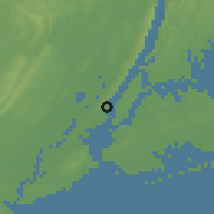 Shaded relief of the 53 km around Hoboken, drawn from the GMTED2010 grid