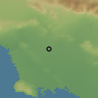 Shaded relief of the 55 km around Huntington Park, drawn from the GMTED2010 grid