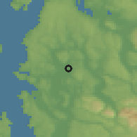 Shaded relief of the 50 km around Kirkland, drawn from the GMTED2010 grid