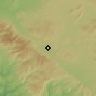 Shaded relief of the 55 km around Lake Elsinore, drawn from the GMTED2010 grid