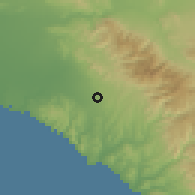 Shaded relief of the 55 km around Lake Forest, drawn from the GMTED2010 grid