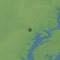 Shaded relief of the 54 km around Lake Ridge, drawn from the GMTED2010 grid
