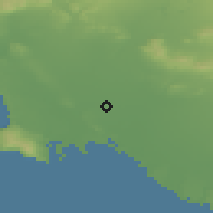 Shaded relief of the 55 km around Lakewood, drawn from the GMTED2010 grid