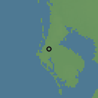 Shaded relief of the 57 km around Largo, drawn from the GMTED2010 grid