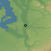 Shaded relief of the 51 km around Auburn, drawn from the GMTED2010 grid