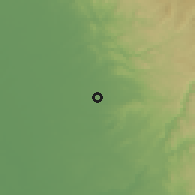 Shaded relief of the 54 km around Lincoln, drawn from the GMTED2010 grid