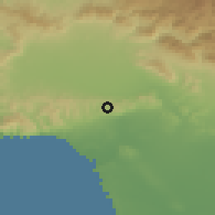 Shaded relief of the 55 km around Los Angeles, drawn from the GMTED2010 grid