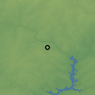 Shaded relief of the 54 km around MacLean, drawn from the GMTED2010 grid