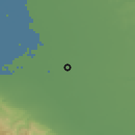 Shaded relief of the 54 km around Manteca, drawn from the GMTED2010 grid