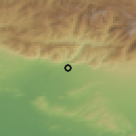 Shaded relief of the 55 km around Azusa, drawn from the GMTED2010 grid