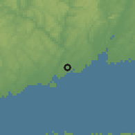 Shaded relief of the 53 km around Milford, drawn from the GMTED2010 grid