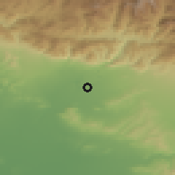 Shaded relief of the 55 km around Baldwin Park, drawn from the GMTED2010 grid