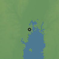 Shaded relief of the 56 km around Mobile, drawn from the GMTED2010 grid
