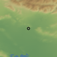 Shaded relief of the 55 km around Montebello, drawn from the GMTED2010 grid