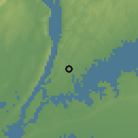 Shaded relief of the 53 km around Mount Vernon, drawn from the GMTED2010 grid