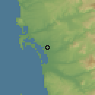 Shaded relief of the 56 km around National City, drawn from the GMTED2010 grid