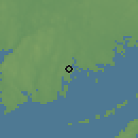 Shaded relief of the 53 km around New Bedford, drawn from the GMTED2010 grid