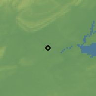 Shaded relief of the 53 km around New Brunswick, drawn from the GMTED2010 grid