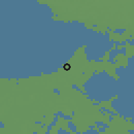 Shaded relief of the 56 km around New Orleans, drawn from the GMTED2010 grid