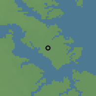 Shaded relief of the 54 km around Newport News, drawn from the GMTED2010 grid