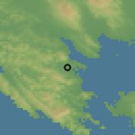 Shaded relief of the 54 km around Novato, drawn from the GMTED2010 grid