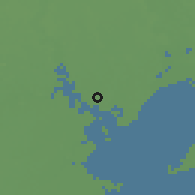 Shaded relief of the 56 km around Baytown, drawn from the GMTED2010 grid