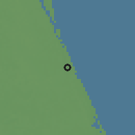 Shaded relief of the 56 km around Palm Coast, drawn from the GMTED2010 grid