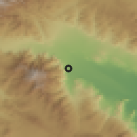 Shaded relief of the 55 km around Palm Springs, drawn from the GMTED2010 grid