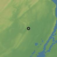 Shaded relief of the 53 km around Paterson, drawn from the GMTED2010 grid