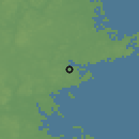Shaded relief of the 52 km around Peabody, drawn from the GMTED2010 grid