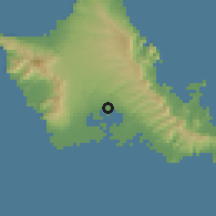 Shaded relief of the 58 km around Pearl City, drawn from the GMTED2010 grid