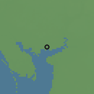 Shaded relief of the 57 km around Port Charlotte, drawn from the GMTED2010 grid