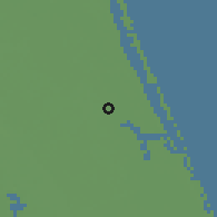 Shaded relief of the 57 km around Port Saint Lucie, drawn from the GMTED2010 grid