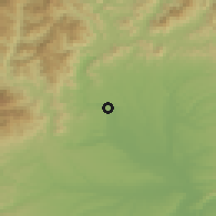 Shaded relief of the 53 km around Redding, drawn from the GMTED2010 grid