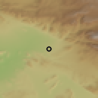 Shaded relief of the 55 km around Redlands, drawn from the GMTED2010 grid