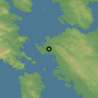 Shaded relief of the 54 km around Richmond, drawn from the GMTED2010 grid