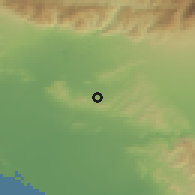 Shaded relief of the 55 km around Rowland Heights, drawn from the GMTED2010 grid
