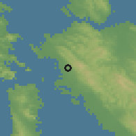 Shaded relief of the 54 km around Berkeley, drawn from the GMTED2010 grid