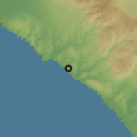 Shaded relief of the 55 km around San Clemente, drawn from the GMTED2010 grid