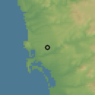 Shaded relief of the 56 km around San Diego, drawn from the GMTED2010 grid