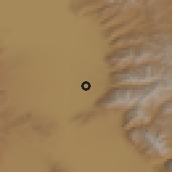 Shaded relief of the 53 km around Sandy, drawn from the GMTED2010 grid
