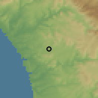 Shaded relief of the 55 km around San Marcos, drawn from the GMTED2010 grid