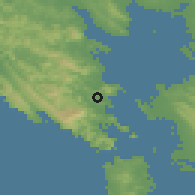 Shaded relief of the 54 km around San Rafael, drawn from the GMTED2010 grid