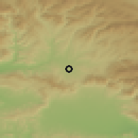 Shaded relief of the 55 km around Santa Clarita, drawn from the GMTED2010 grid