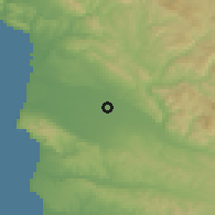 Shaded relief of the 55 km around Santa Maria, drawn from the GMTED2010 grid