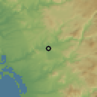 Shaded relief of the 56 km around Santee, drawn from the GMTED2010 grid