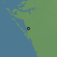 Shaded relief of the 57 km around Sarasota, drawn from the GMTED2010 grid